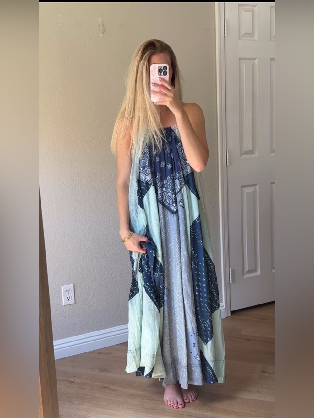 NEW Free People Happy Days Maxi Dress Patchwork